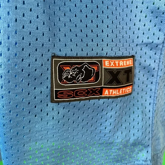 Football jersey, adult size large, light blue with yellow and white trim - Picture 2 of 8